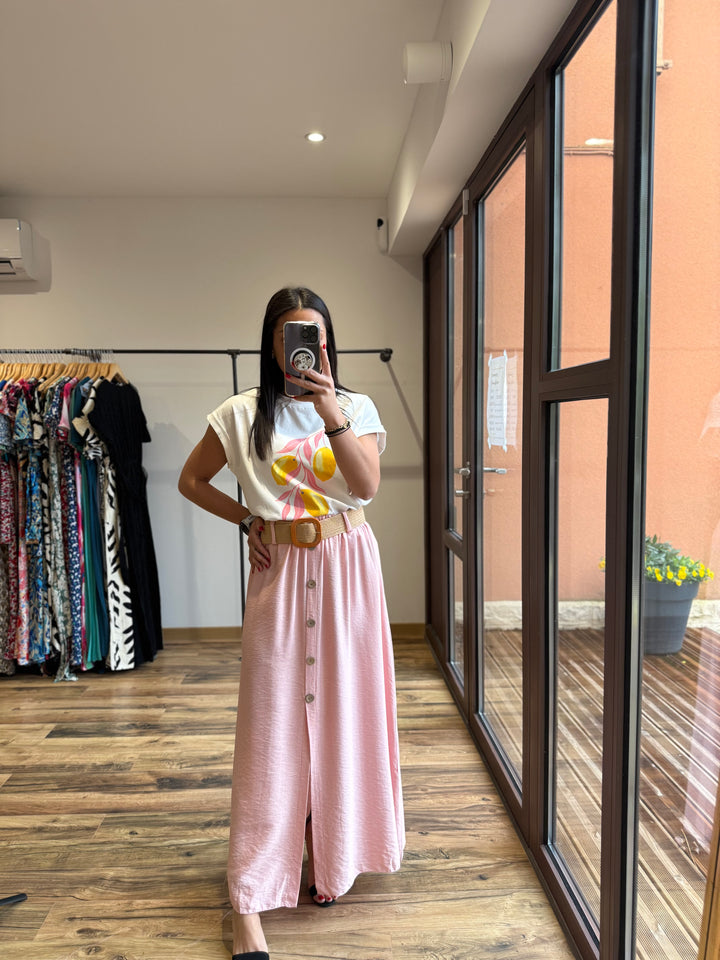 Jupe longue Delin rose