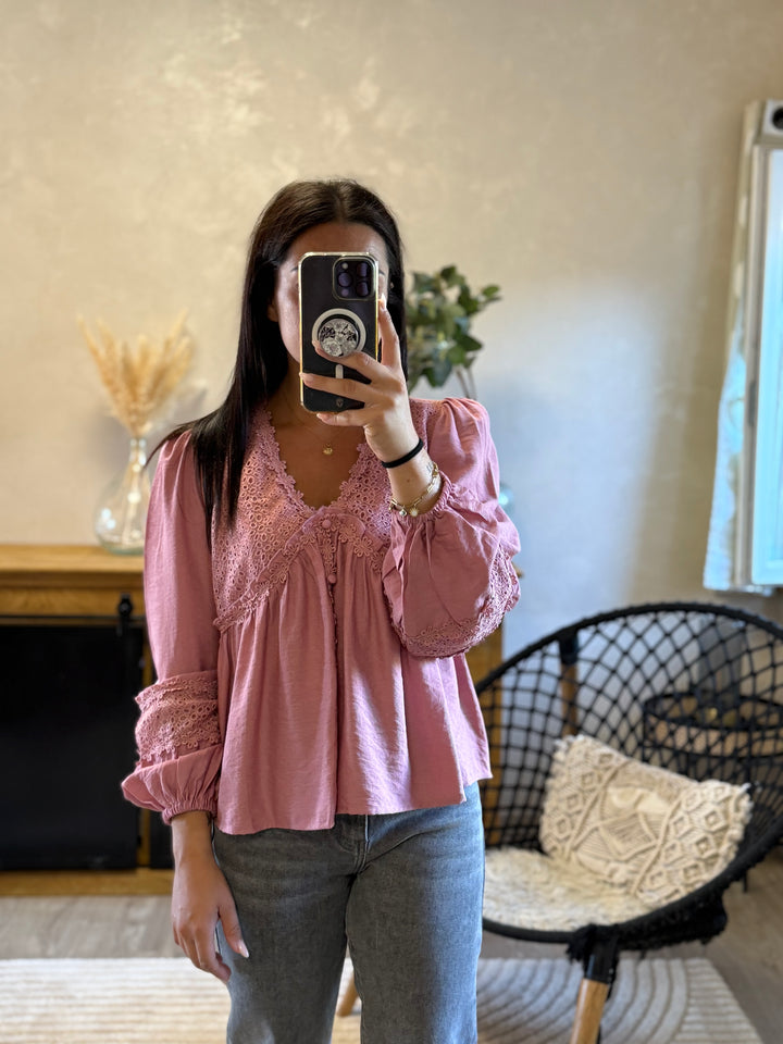 Blouse flow vieux rose