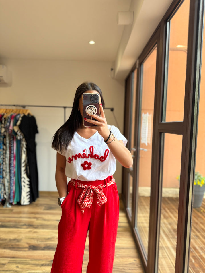 Teeshirt bohème rouge