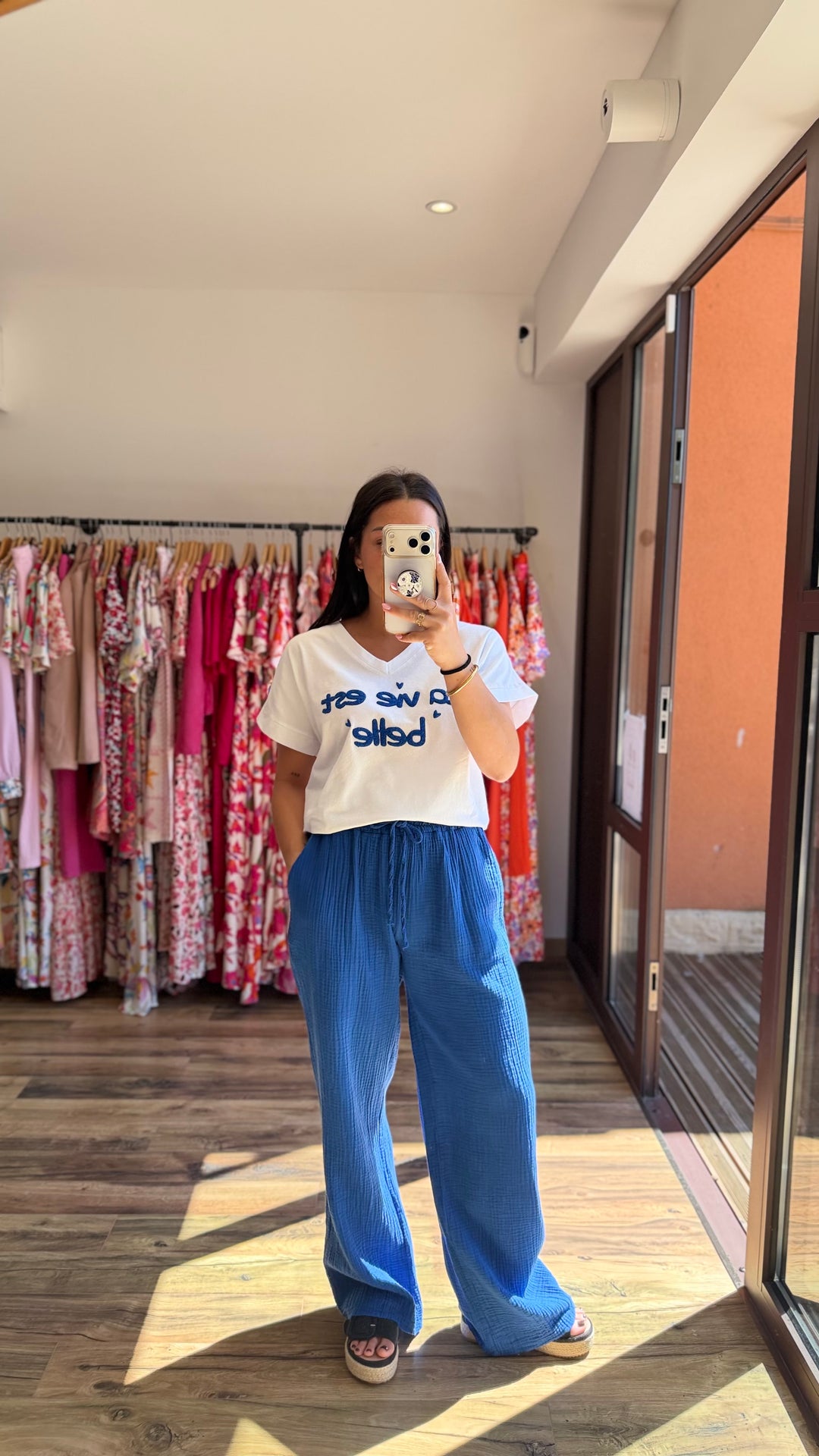 Pantalon gaze de coton bleu roi CURVY