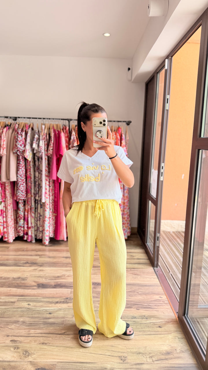 Teeshirt la vie est belle jaune
