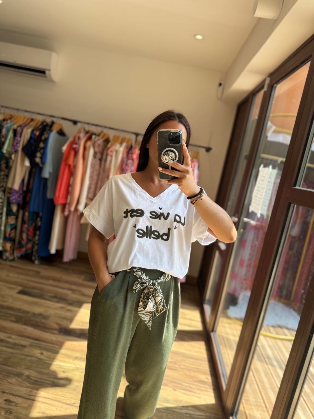 Teeshirt la vie est belle kaki