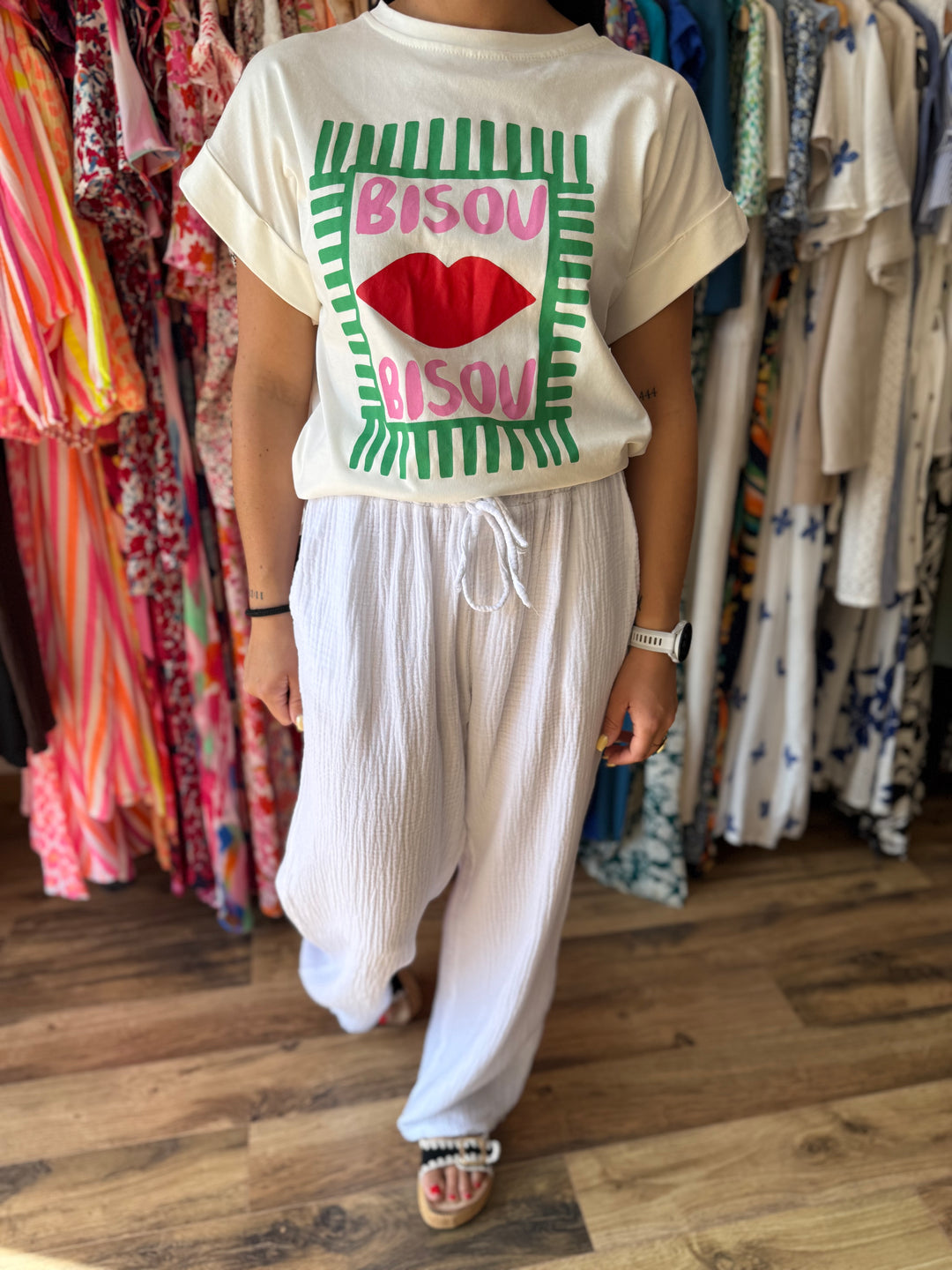 Pantalon gaze de coton blanc