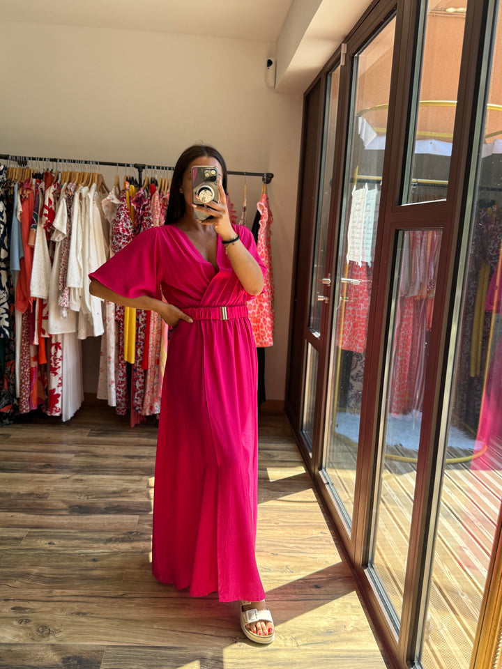 Robe longue Victor rose CURVY