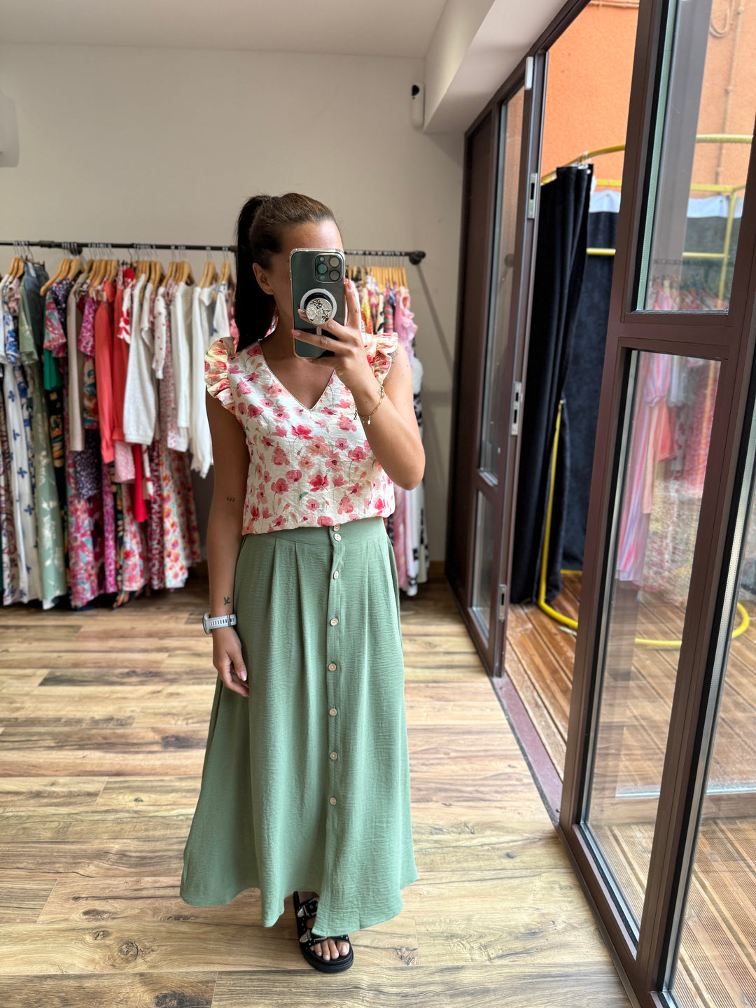 Jupe longue Simon verte