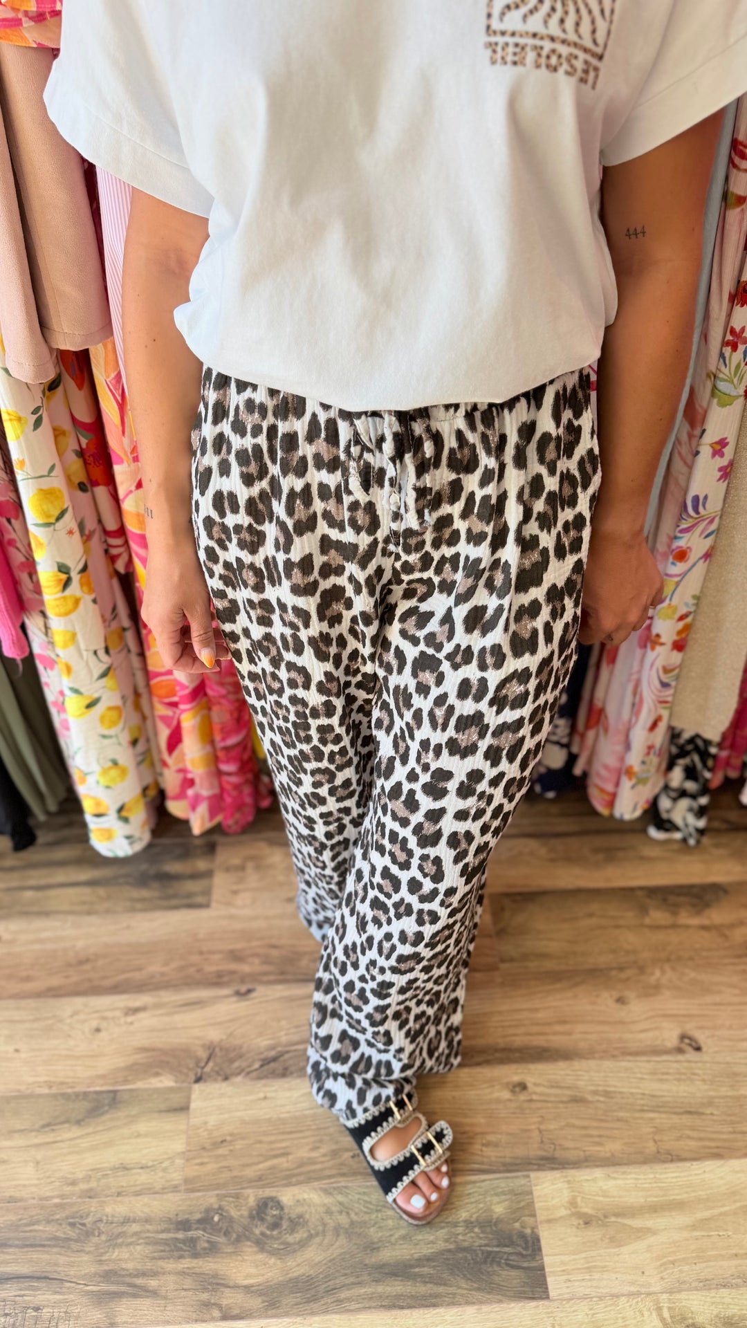 Pantalon gaze coton Léopard