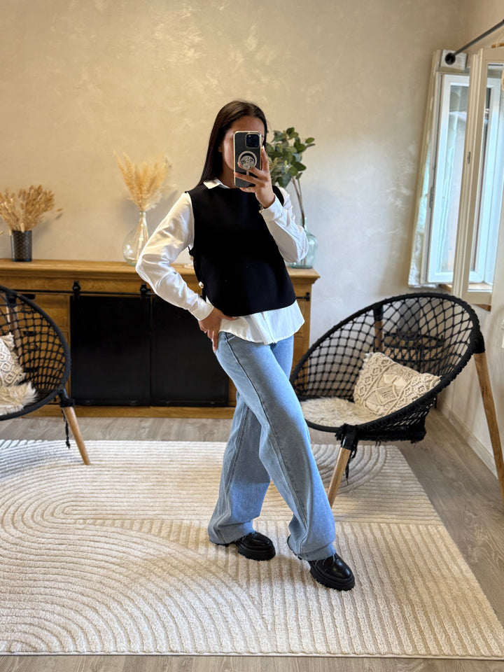 Pull sans manches noir