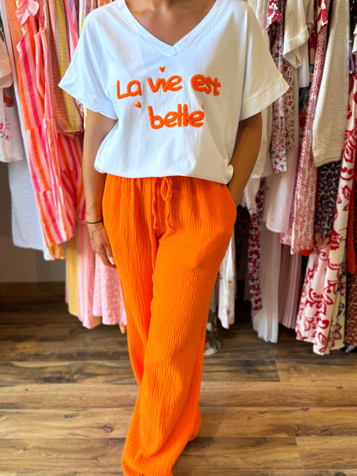 Teeshirt la vie est belle orange CURVY