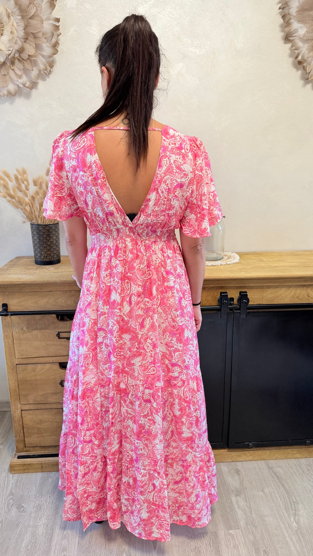 Robe longue Elodie rose