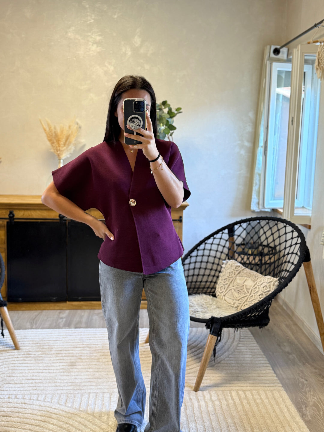 Gilet maille Ophelia bordeaux