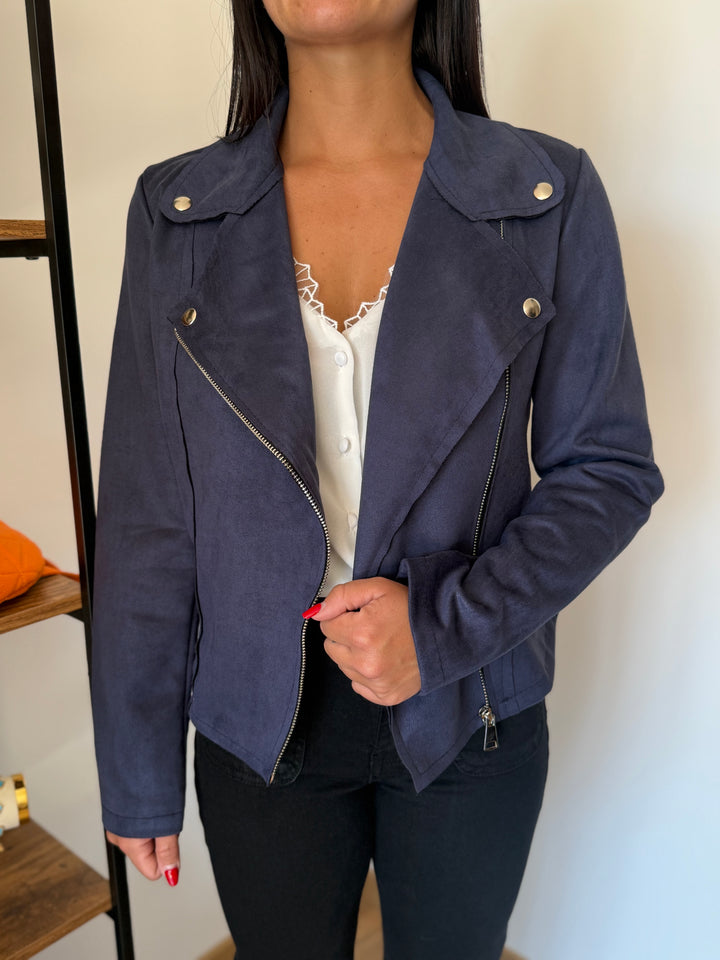 Veste suédine Marine
