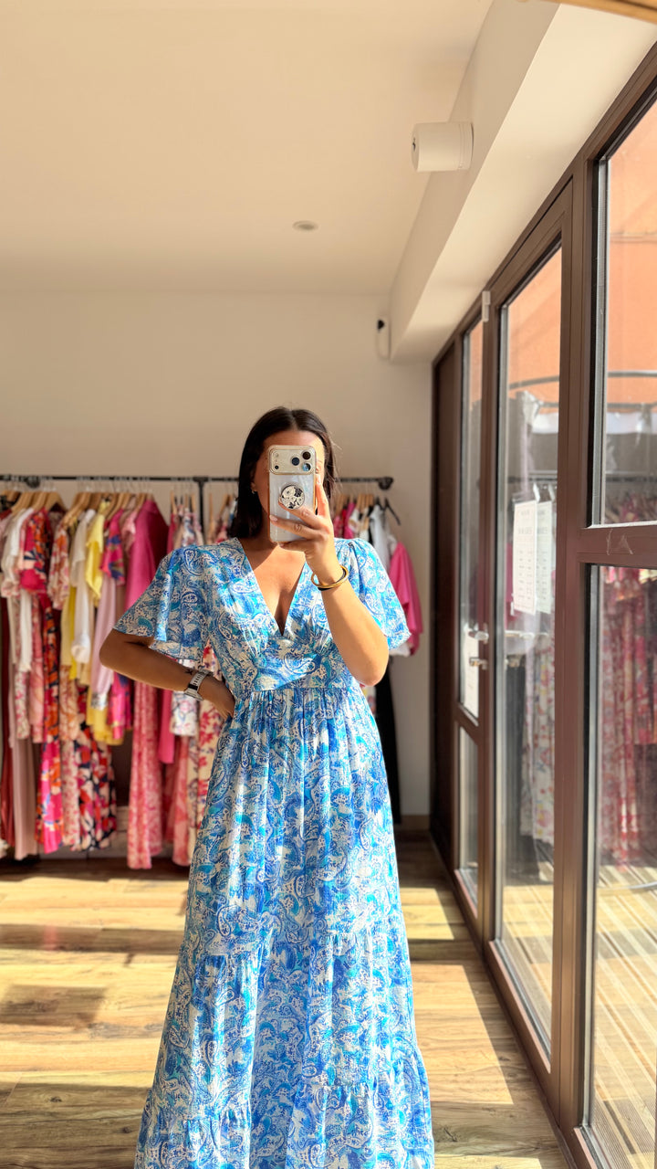 Robe longue Elodie bleu