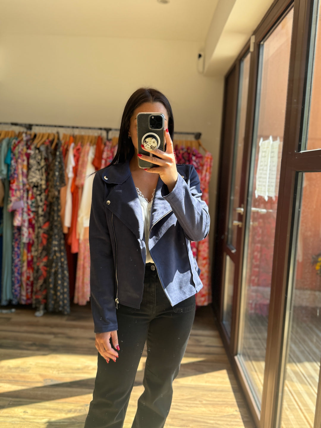 Veste suédine Marine