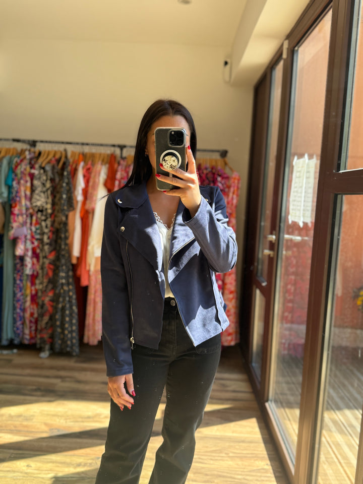 Veste suédine Marine
