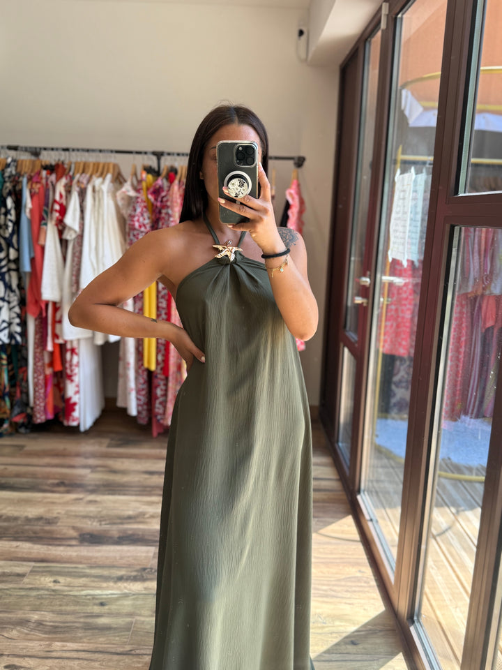 Robe longue Samia kaki