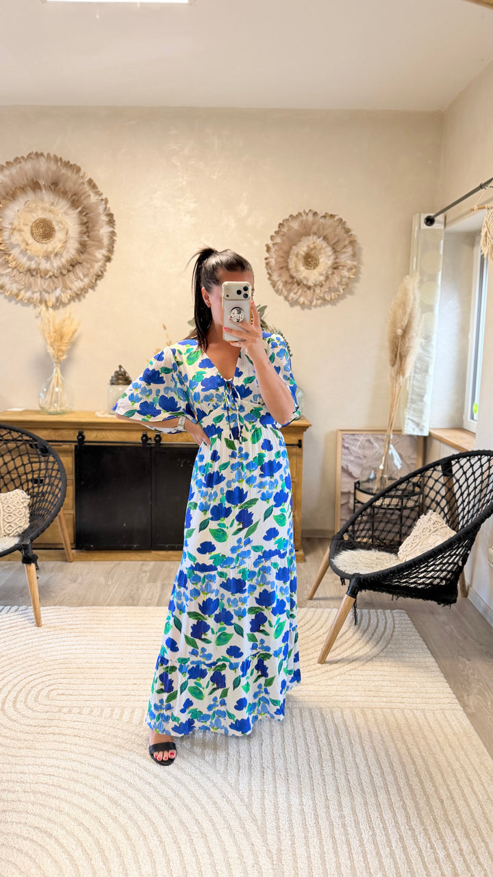 Robe longue Cassandre bleu CURVY