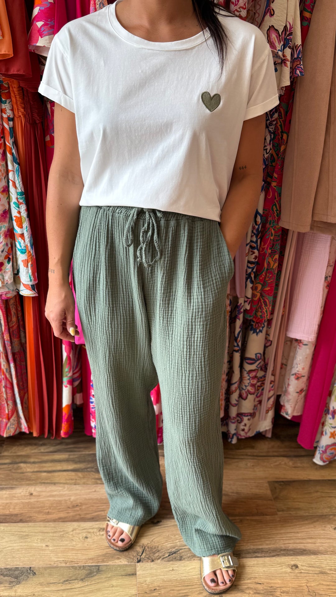 Teeshirt cœur kaki