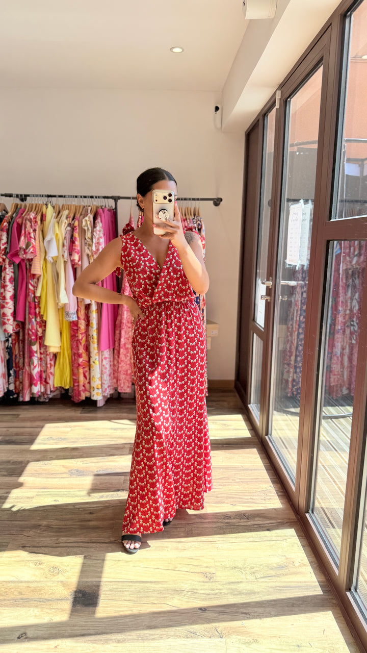 Robe longue Mahé CURVY rouge