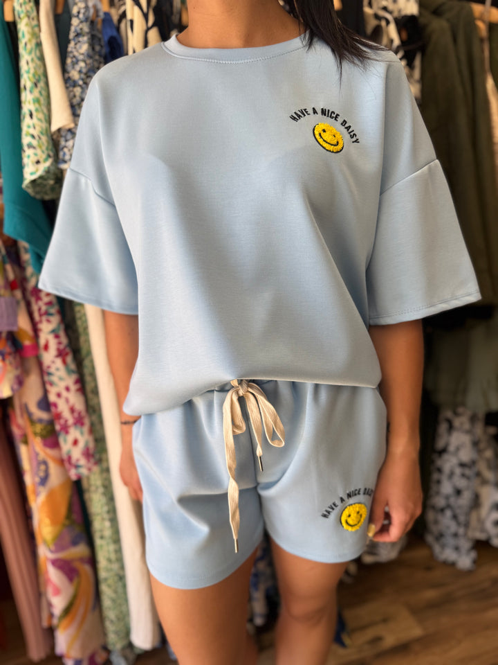 Ensemble smiley bleu