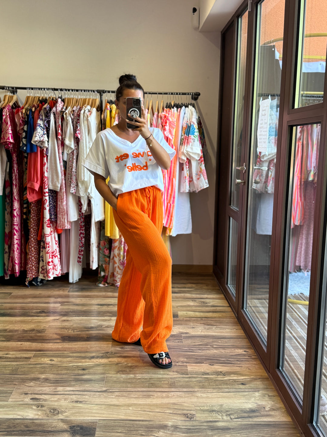 Teeshirt la vie est belle orange