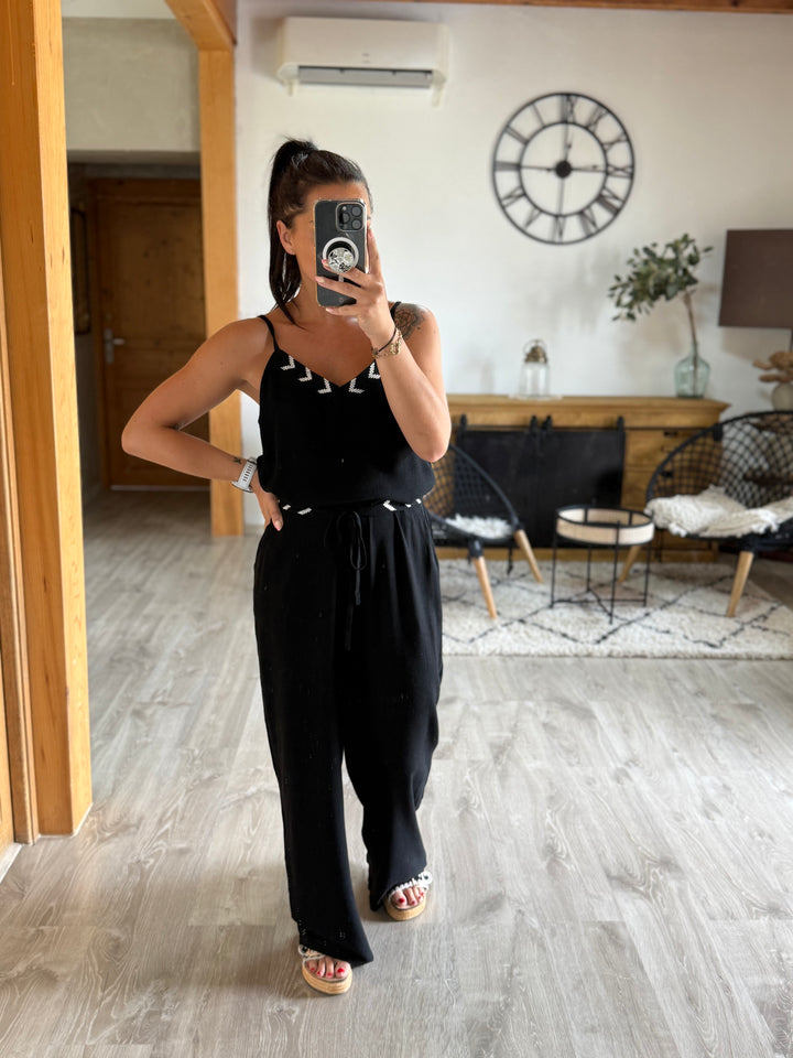 Pantalon en lin Molina noir