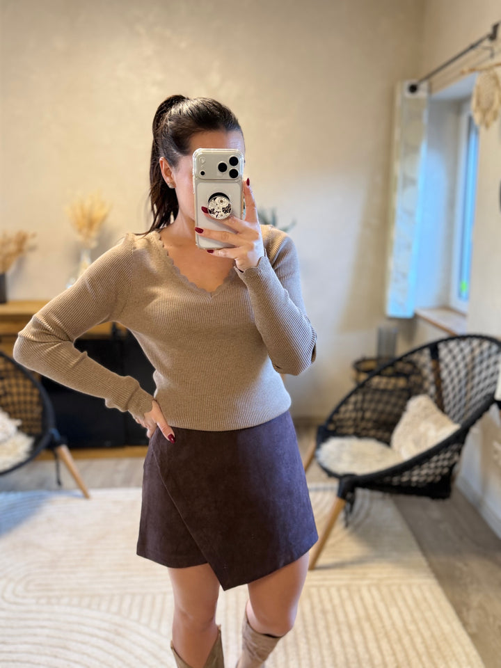 Pull fin Simah taupe