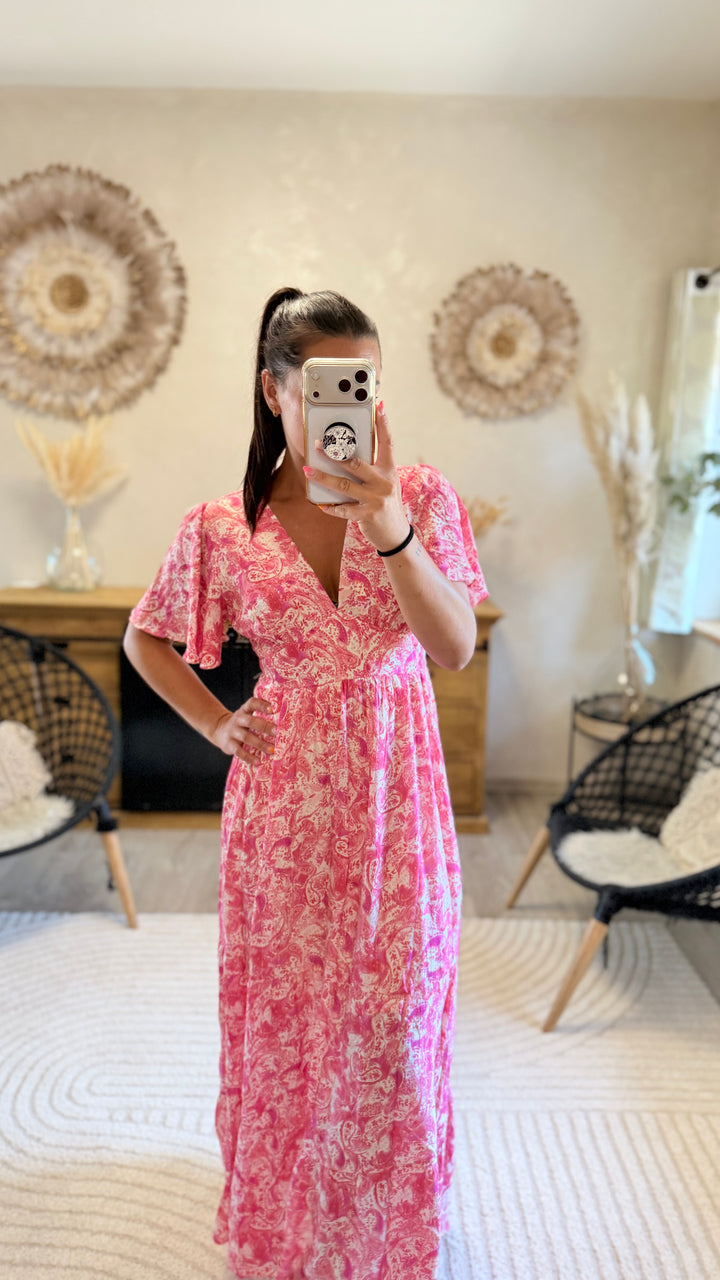 Robe longue Elodie rose