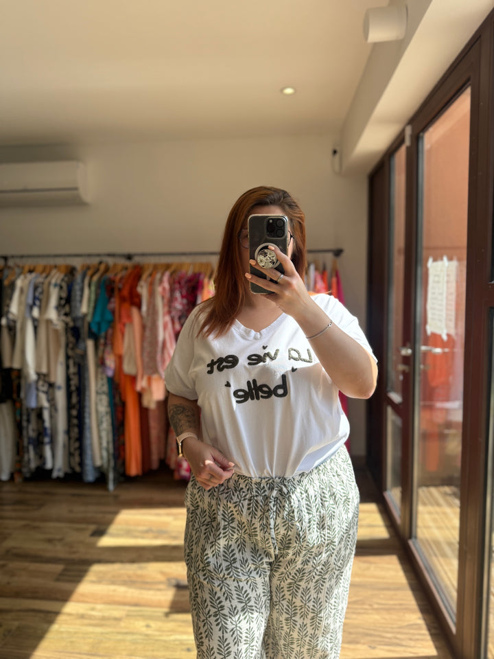 Teeshirt la vie est belle kaki CURVY