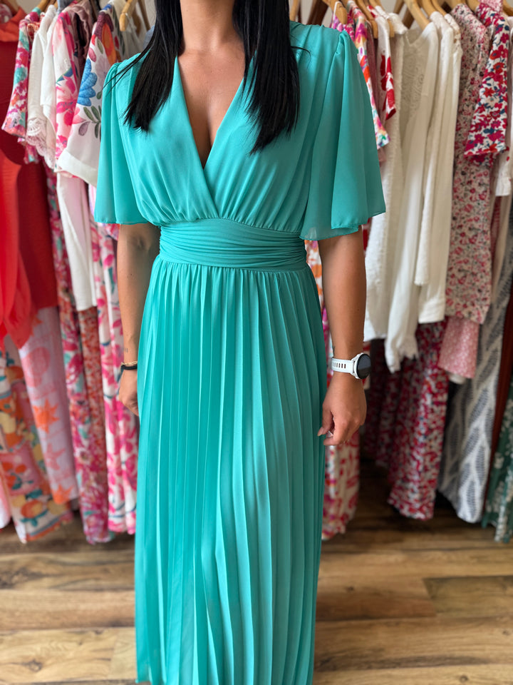 Robe longue Aglaé turquoise