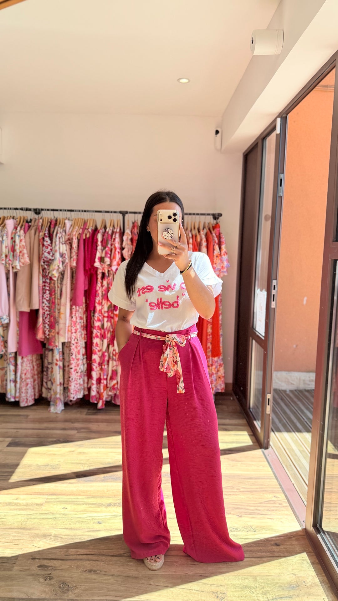 Teeshirt la vie est belle fushia
