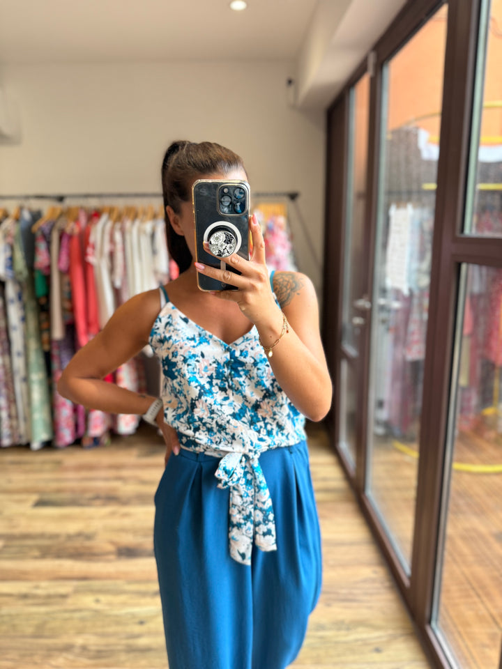 Top Malaga bleu canard