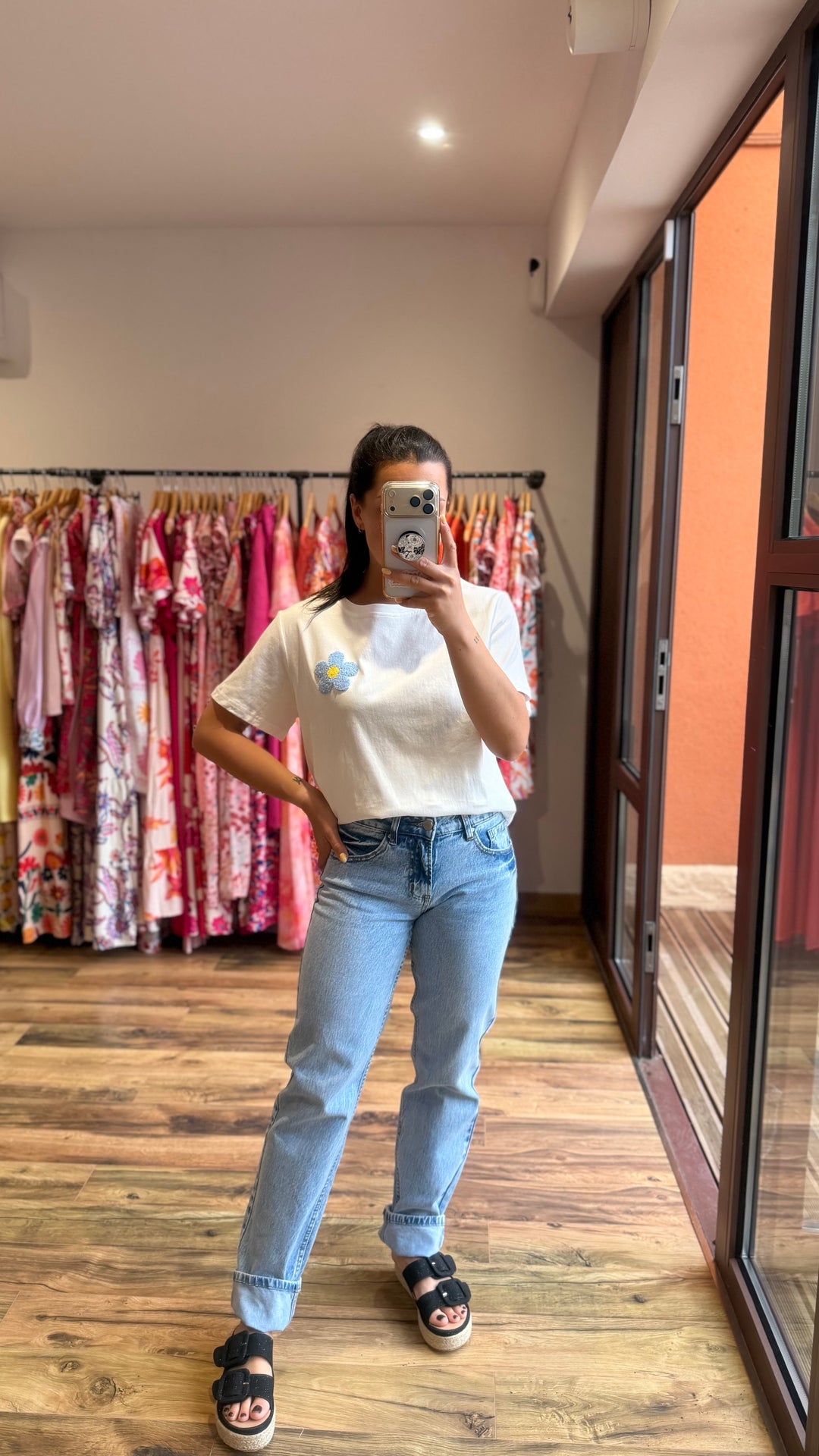 Teeshirt fleur blanc / bleu