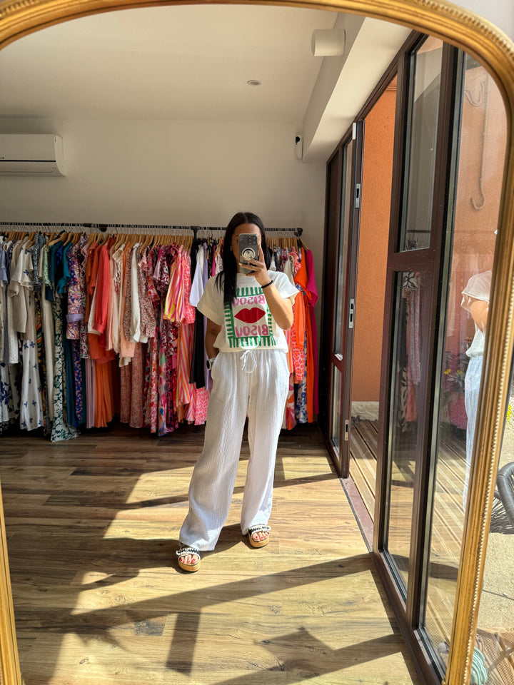 Pantalon gaze de coton blanc CURVY