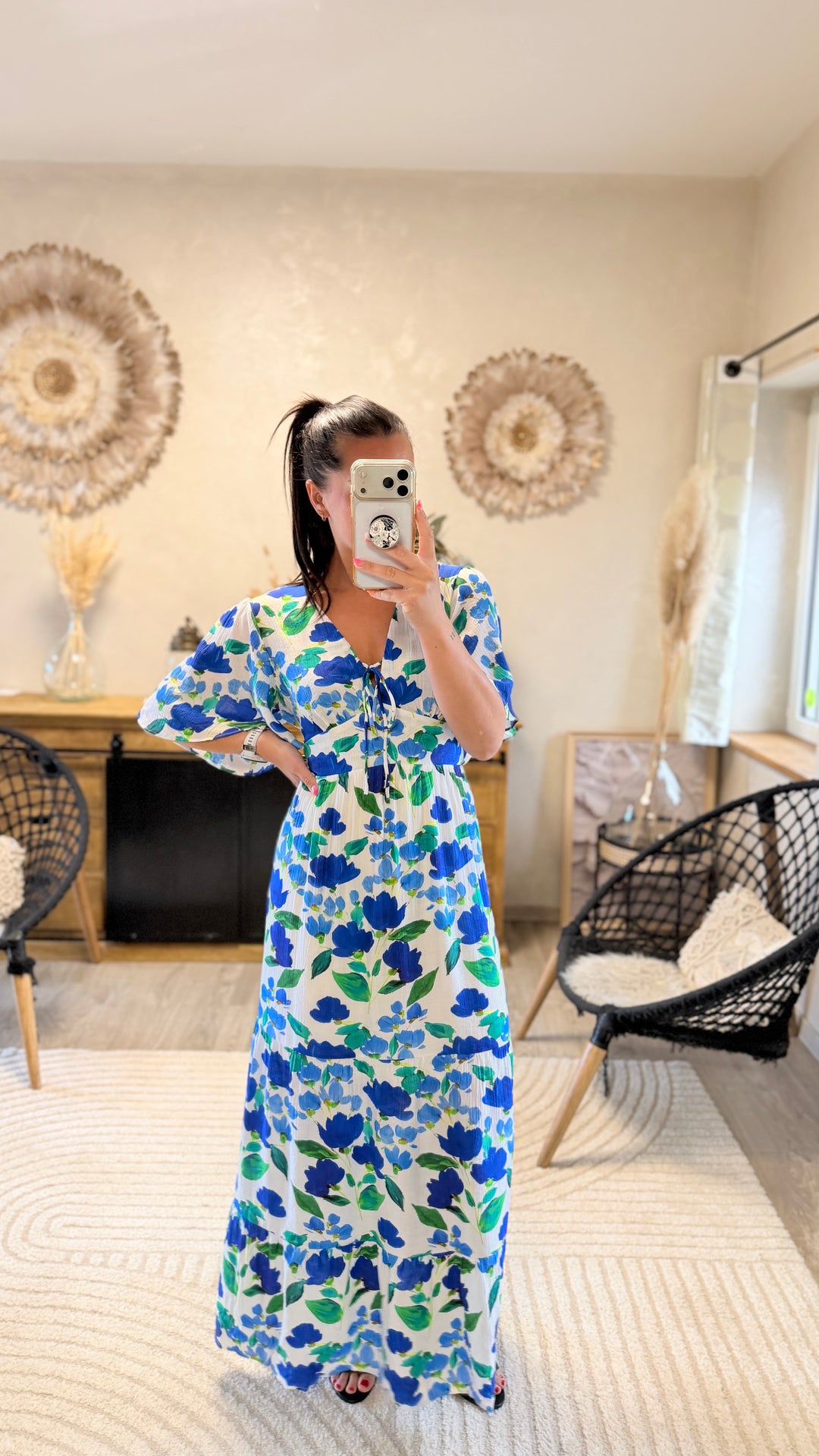 Robe longue Cassandre bleu CURVY