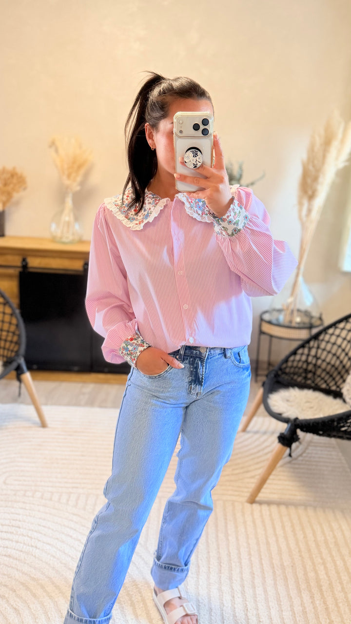 Chemise Odette rose
