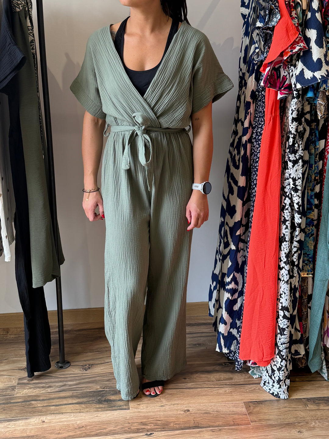 Combinaison gaze coton kaki