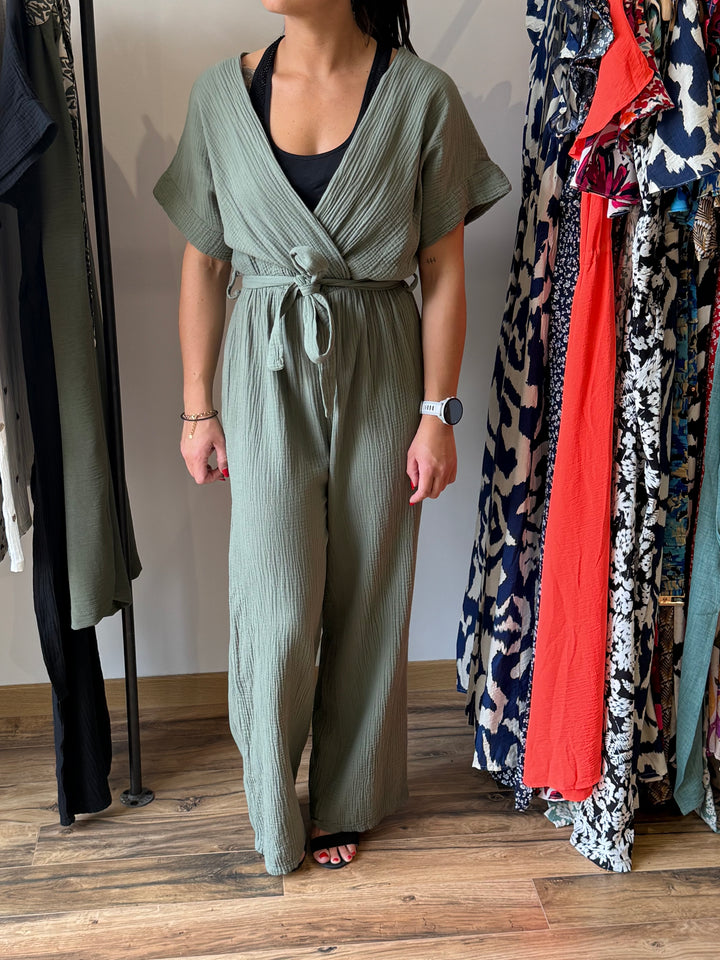 Combinaison gaze coton kaki