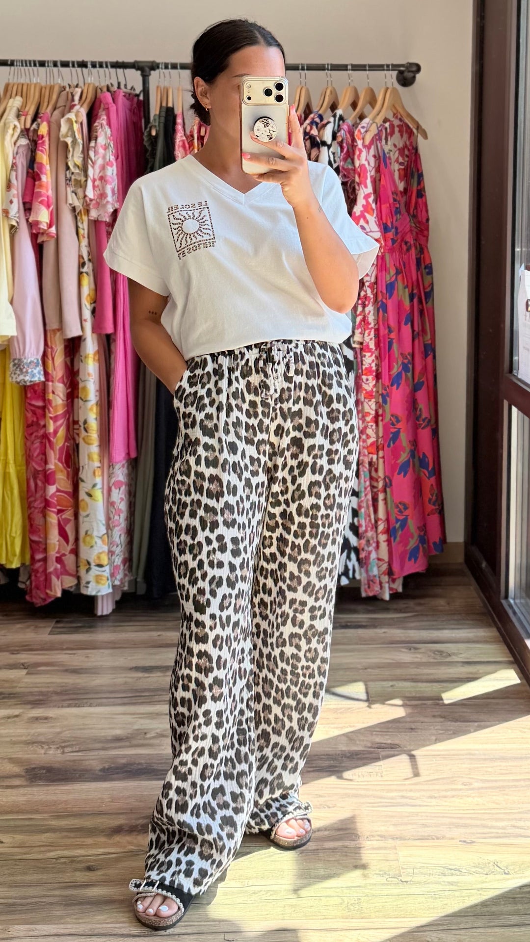 Pantalon gaze coton Léopard