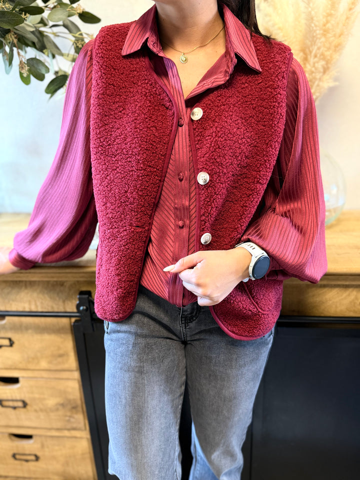 Gilet sans manches Mina bordeaux