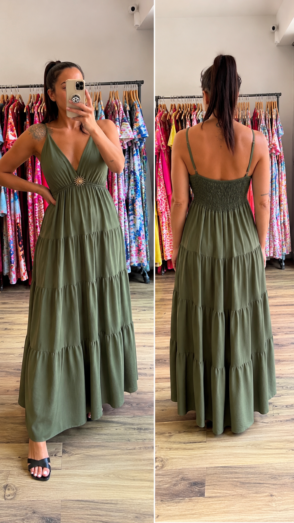Robe longue Soleil Kaki CURVY