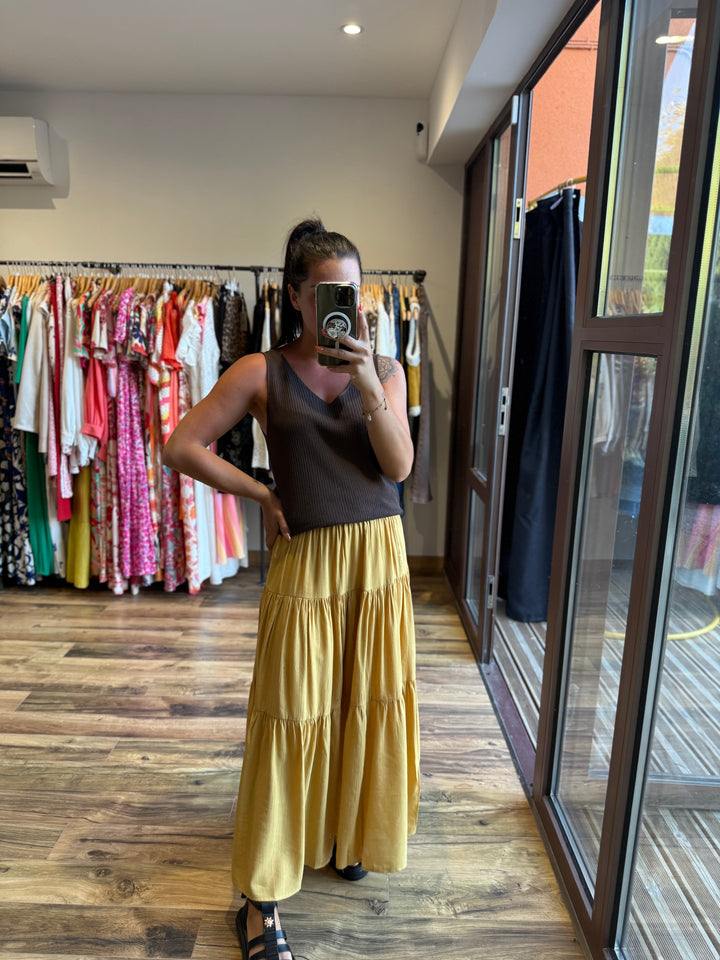 Jupe longue moutarde