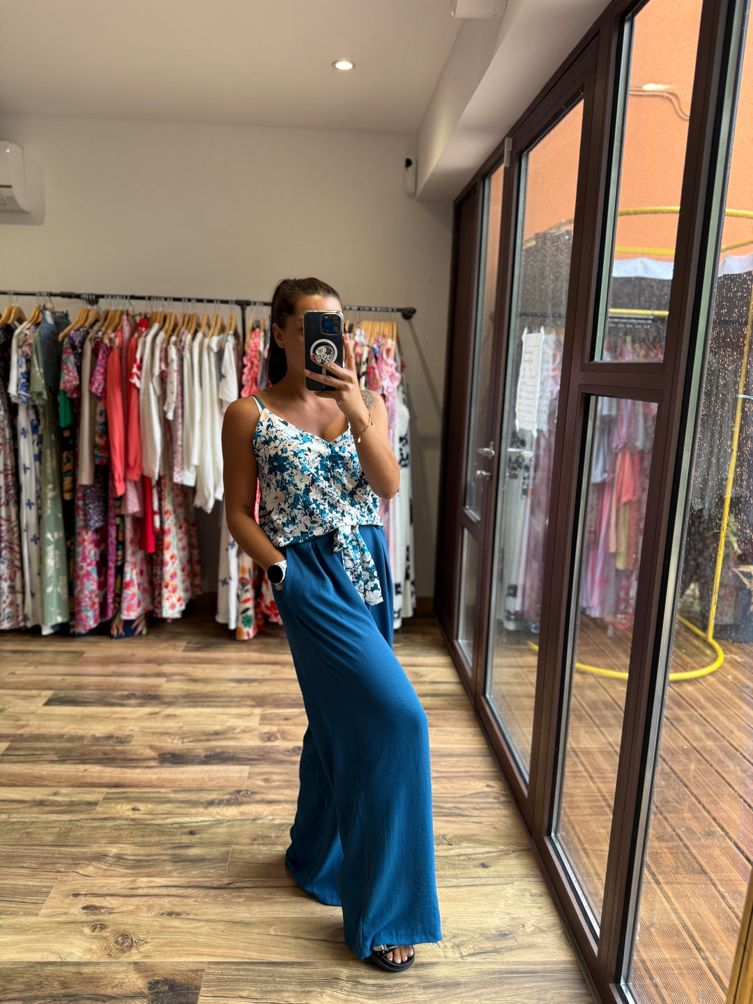 Top Malaga bleu canard