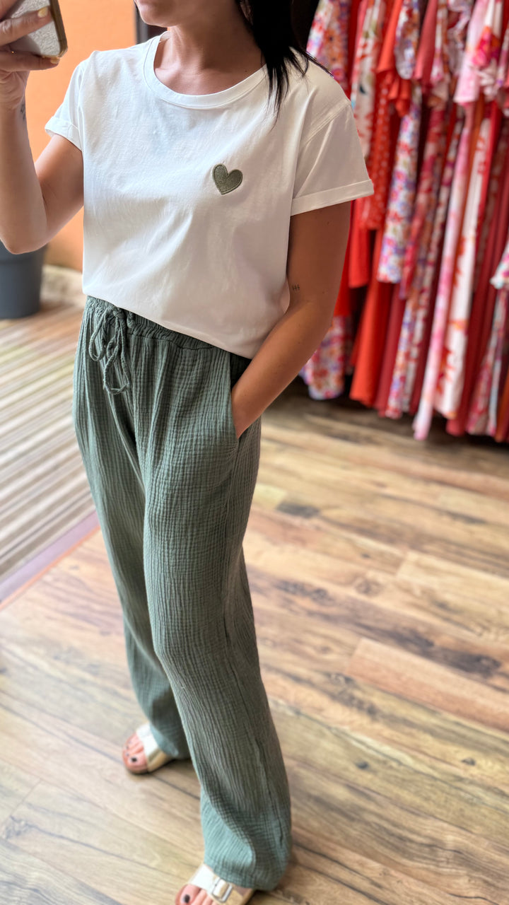 Pantalon gaze de coton kaki
