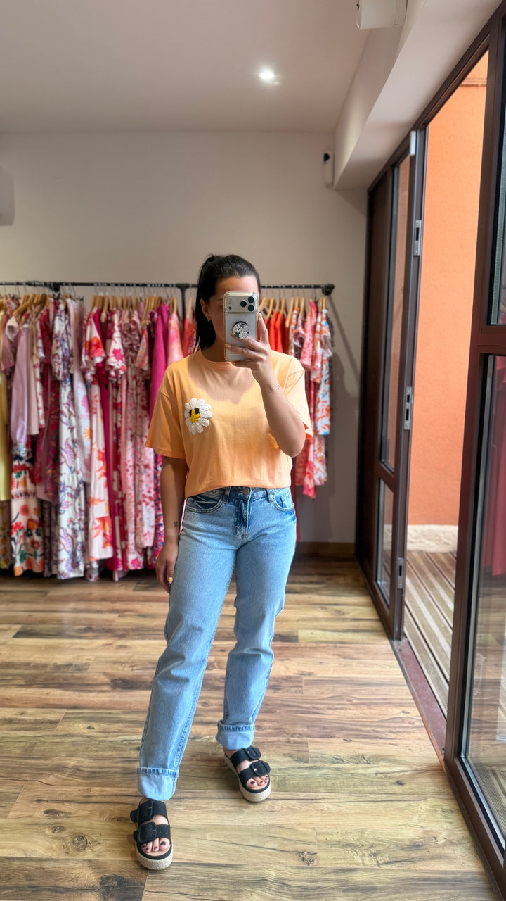 Teeshirt fleur orange
