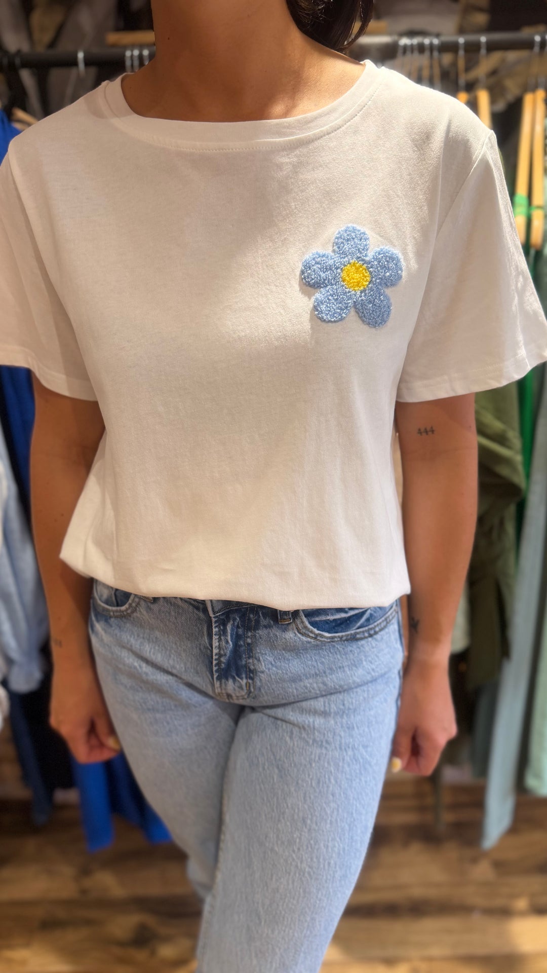 Teeshirt fleur blanc / bleu