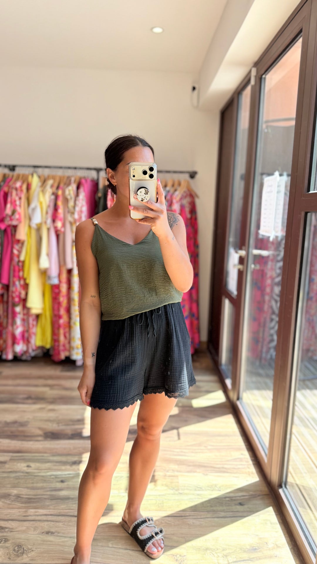 Top perle Kaki CURVY