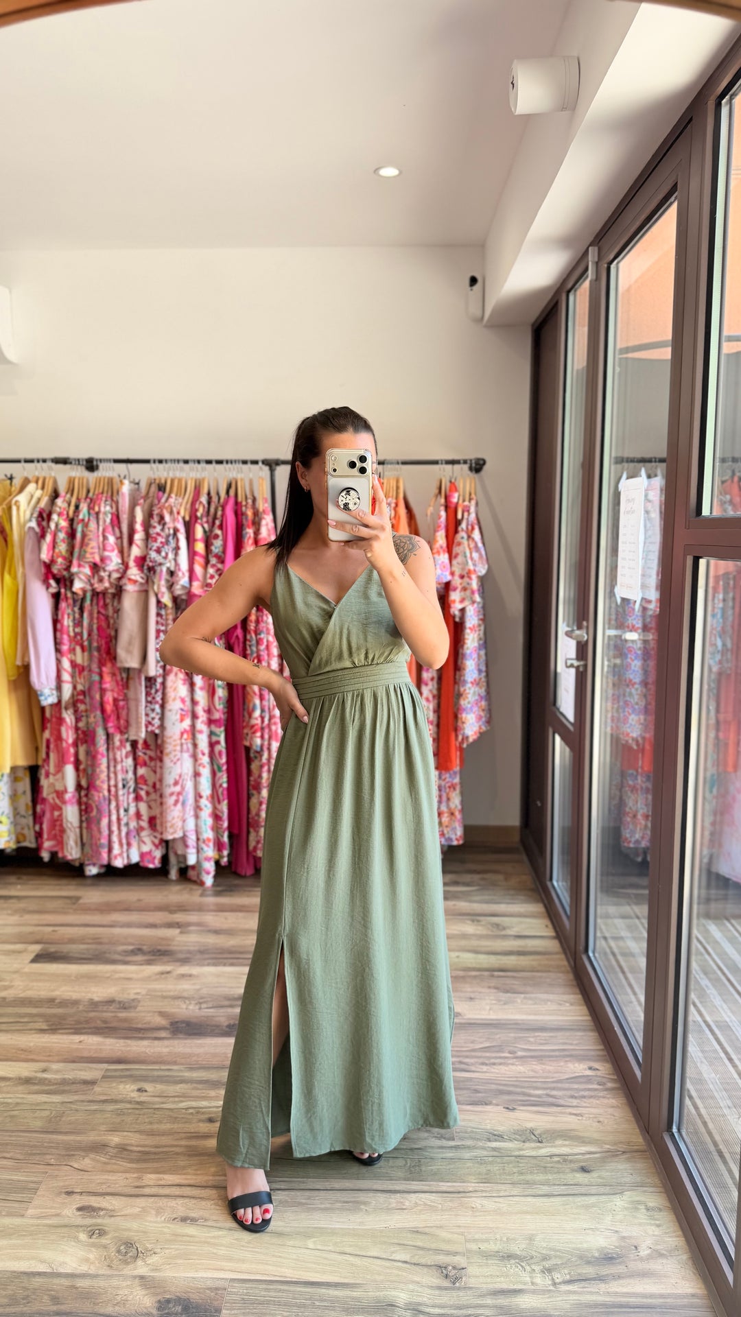 Robe longue Molly kaki