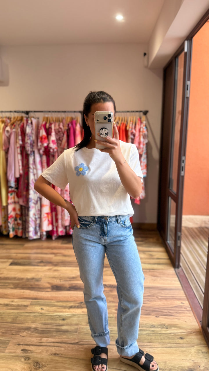 Teeshirt fleur blanc / bleu