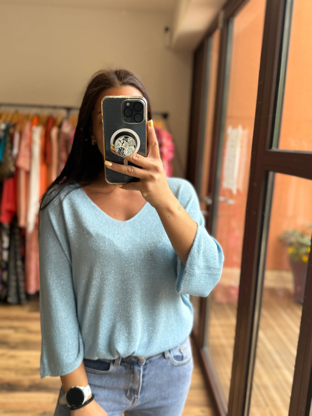 Top Janelle bleu ciel