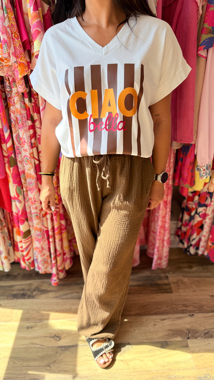 Teeshirt Ciao Bella choco CURVY